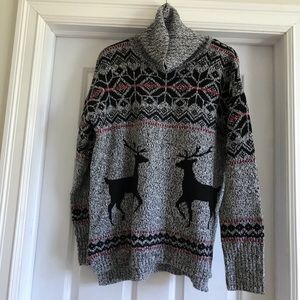 Black/red snowflake / reindeer turtleneck sz XL